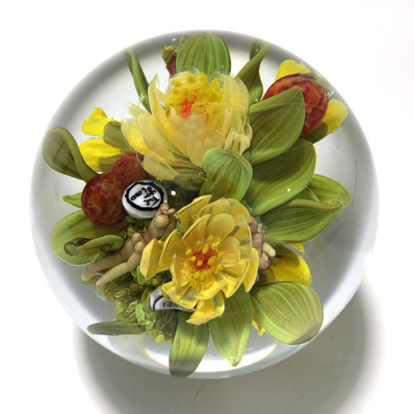 Yellow Blossom w Fruit & Bee Orb by Paul Stankard - Image 3